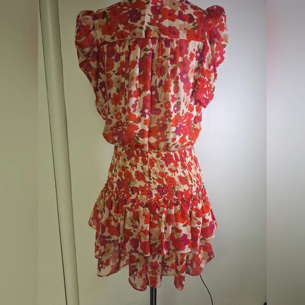 TCEC Red Floral Ruffle Mini Dress Size Small